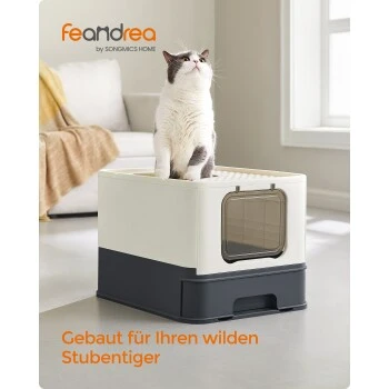 FEANDREA Katzentoilette, Mit Deckel Schwarz 4 FEANDREA Katzentoilette, Mit Deckel Schwarz – Bild 2