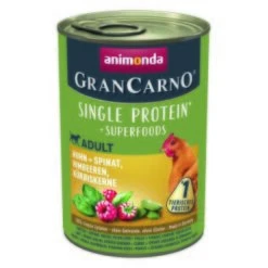 Animonda GranCarno Single Protein Superfoods Huhn & Spinat, Himbeeren, Kürbiskerne 6x400 G
