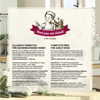 Betty's Landhausküche Rind Pur Mit Leinöl 6 X 400g Für Hund 7 Betty's Landhausküche Rind Pur Mit Leinöl 6 X 400g Für Hund – Bild 5