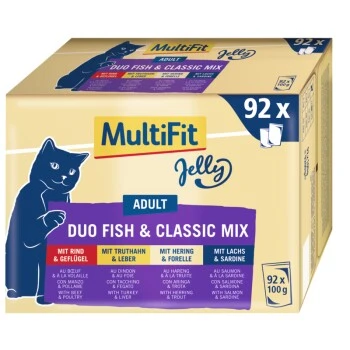 MultiFit Adult Jelly Duo Fish & Classic Mix Multipack XXL 92x100g 3 MultiFit Adult Jelly Duo Fish & Classic Mix Multipack XXL 92x100g